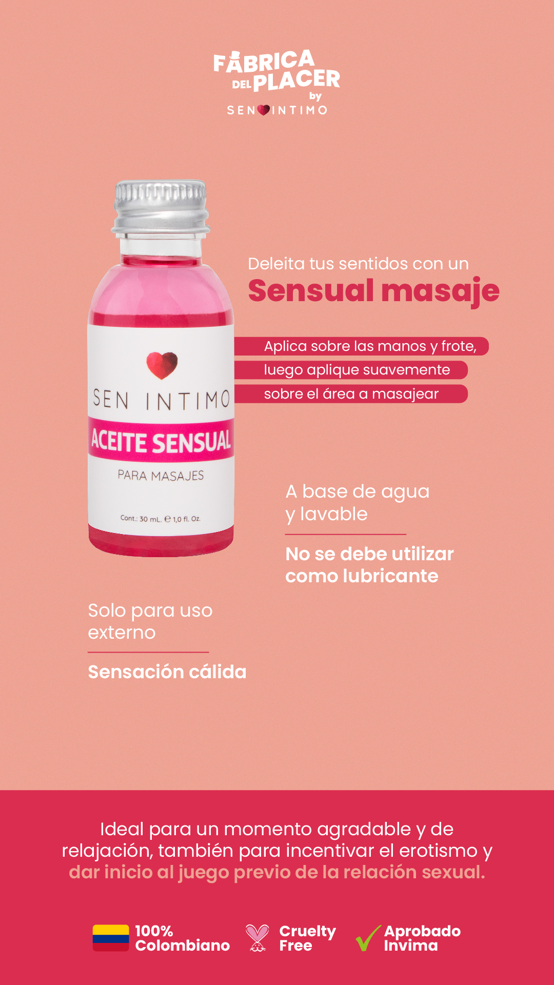 Aceite Sensual Para Masajes X 30 Ml By Sen Íntimo 4502